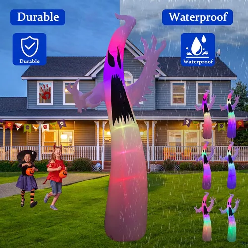 Vista 4 de SEASONBLOW Fantasma terrible inflable portátil de Halloween de 12 pies para césped, patio, jardín, interiores y exteriores, decoración de vacaciones