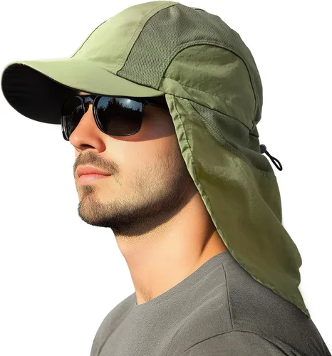Vista 16 de Sombrero de sol para hombre con malla transpirable sombreros de sol para hombres sombrero de pesca Beige claro