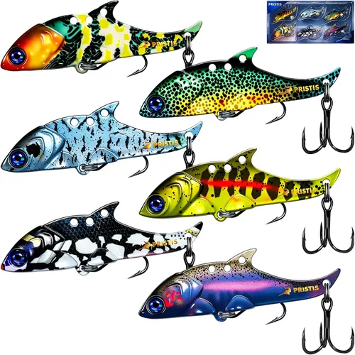 Vista 10 de Pristis Jig Head Fishing Lures for Freshwater Saltwater, Weedless Swim Jig Pre-Rigged Vibrating Swimbaits Kit Gear, Teasers with Sharp Hooks &