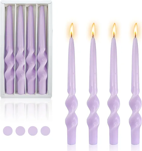 Vista 39 de SM101 - Vela cónica roja, velas en espiral de 10 pulgadas, velas largas cónicas sin goteo para cena, mesa de comedor, boda, fiesta, fiesta, Rojo