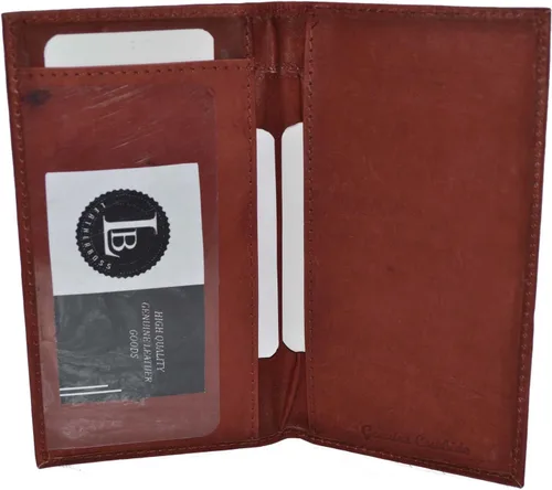 Vista 9 de Leatherboss - Funda de piel auténtica para chequera, Negro -, Cartera de viaje