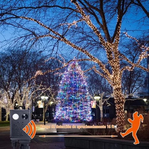 Vista 2 de Luces de Cuerda de Navidad con Sensor de Movimiento Musical que Cambian de Color, 110 Pies, 400 LED, Blanco Cálido Multicolor, Luces de Árbol