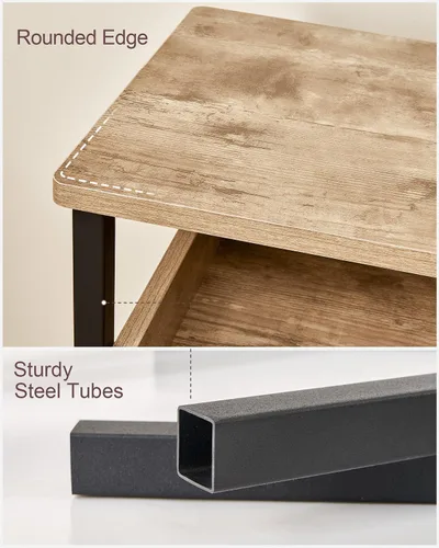 Vista 6 de KJGKK Mesa auxiliar, mesa de gama alta de 25 pulgadas, mesita de noche pequeña para sala de estar, dormitorio y oficina, color gris y negro