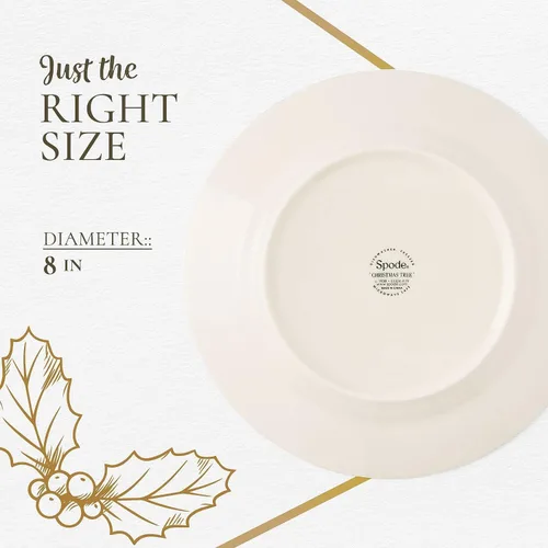 Vista 7 de Vajilla Spode, diseño de árbol de Navidad, Blancuzco