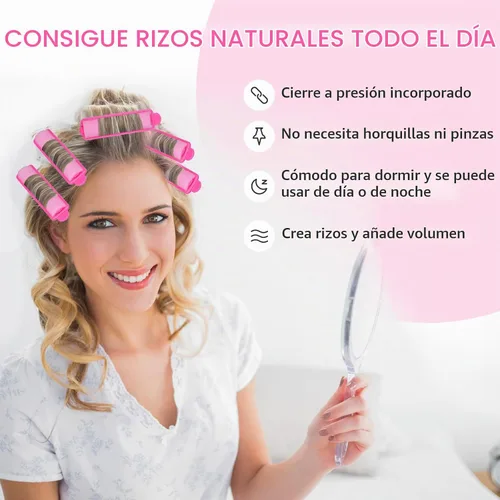 Vista 2 de 60 Piezas Rodillos de Espuma para Cabello - Rizadores Suaves para Dormir para Peinado del Cabello (0.59 pulgadas, Rosa)