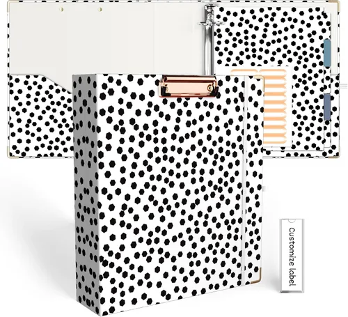 Vista 10 de EYROZILL Mini carpeta de 3 anillas, 5.5" x 8.5", de 1 pulgada con bolsillos, carpeta con portapapeles para estilo de cabello del cliente, estuche