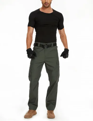 Vista 7 de Pantalones de senderismo para hombre, Ripstop tácticos para hombre, pantalones de trabajo ligeros para hombre, impermeables, BDU para viajes al aire