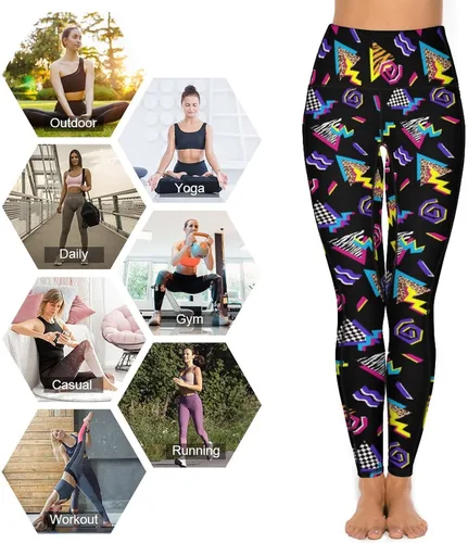 Vista 6 de ulxjll Pantalones de yoga de cintura alta con control de abdomen de los años 90 con bolsillos, leggings deportivos para fitness