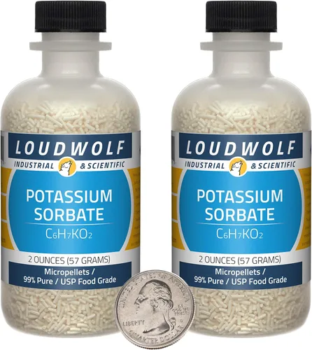 Vista 10 de Sorbato de potasio / botella de 0.5 onzas / 99% puro USP grado alimenticio/micropellets
