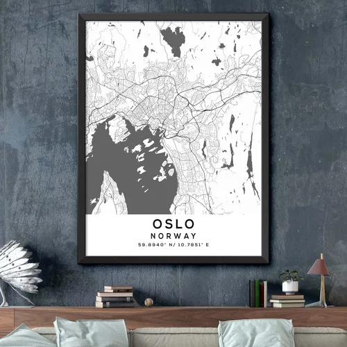 Vista 2 de Map of Oslo, Norway, Light 2 (8x10)