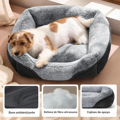 Vista 5 de Bedsure Cama lavable para perros pequeños y gatos, cama rectangular para cachorros, 20 x 19 x 6 pulgadas