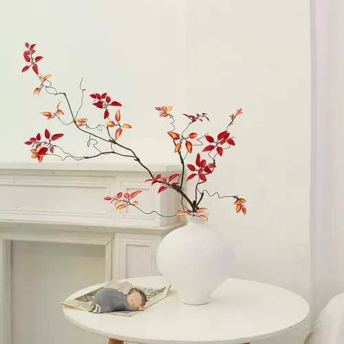 Vista 7 de 3 ramas de árbol de imitación para decoración de jarrones (rojo)