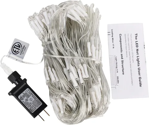 Vista 8 de LJLNION Luces de red de San Valentín, 360 luces LED de 12 pies x 5 pies, cadena de luces de malla conectables, 8 modos de iluminación, adaptador