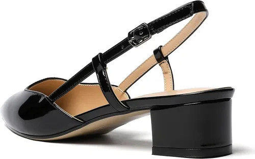 Vista 7 de WAYDERNS Zapatos de vestir gruesos de tacón bajo con puntera puntiaguda, con correa al tobillo, zapatos de vestir de negocios de trabajo de 1.5