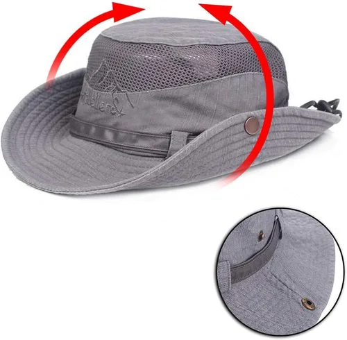 Vista 3 de Sombreros de sol para hombres y mujeres, sombrero de pesca UPF 50 de ala ancha, sombreros Boonie para safari, playa, verano, protección UV, sombrero