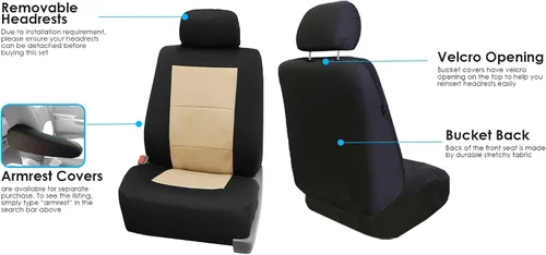 Vista 3 de Cubreasientos FH-FB085114 de FH GROUP, de goma EVA, máxima calidad, impermeables, adecuados para la mayoría de automóviles, camiones, utilitarios