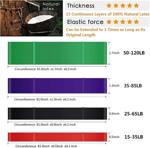 Vista 5 de Pull-Up Bands Resistance-Bands Exercise-Bands - Pull up Assistance Bands Workout Bands Resistance for Women Long Resistance Bands Resistance Loop