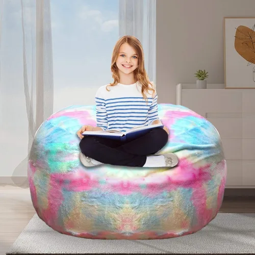 Vista 23 de Puf para adultos y niños sin relleno, sofá perezoso suave y redondo, funda de sofá de puf clásico, saco de amor para dormitorio, silla de lectura