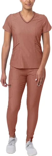 Vista 20 de Adar Pro - Conjunto de uniforme médico atlético moderno para mujer Tela elástica en 4 direcciones, resistente al olor y a las arrugas, ajuste a