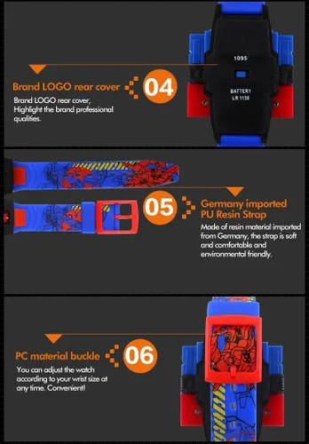 Vista 6 de vigoroso reloj digital Pu de Transformers Bumblebee Dibujos animados reloj de pulsera para niños y niñas.