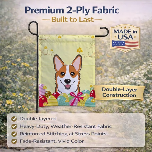 Vista 532 de Caroline's Treasures BB1923GF Bandera decorativa para jardín con diseño de Border Collie, para caza de huevos de Pascua, para jardín, jardín, patio