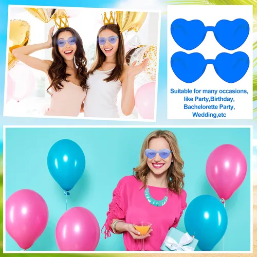 Vista 4 de VJJB Lentes de sol de corazón para mujer, lentes en forma de corazón, gafas de despedida de soltera, accesorios de moda para regalos de cumpleaños