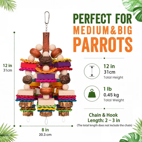 Vista 2 de Large Parrot Toys for African Greys, Macaws, Cockatoo, Bird Chewing Toys