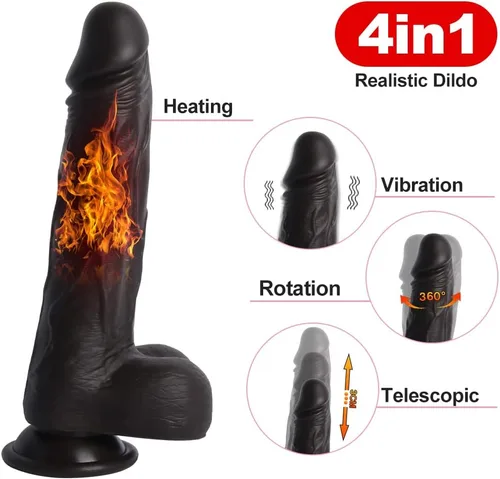 Vista 2 de Dilbo de silicona realista de 9.4 pulgadas, 6 modos de vibración con ventosa fuerte, juguete para adultos con control remoto para mujeres, juego