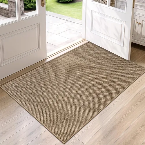 Vista 50 de DEXI Tapete delgado para puerta de entrada interior, 24 x 36 pulgadas Beige