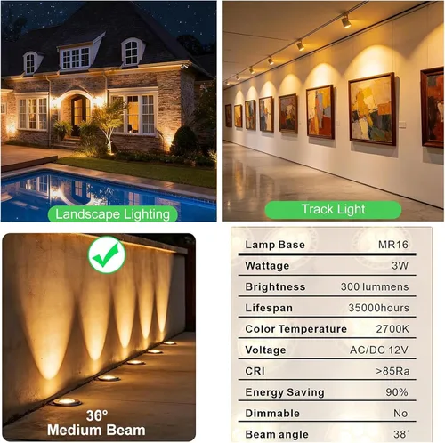 Vista 3 de MR16 Bombillas LED GU5.3 12 V 3 W (equivalente a 35 vatios) 2700 K