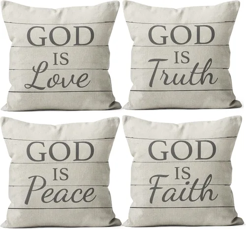 Vista 5 de Fundas de almohada Christian Decor – Regalos inspiradores para mujeres, almohadas inspiradoras de 18 x 18 pulgadas, regalos de oración de serenidad