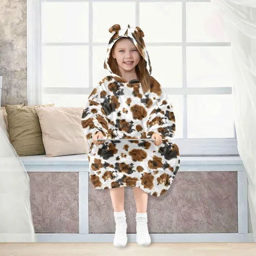 Vista 6 de Mantas portátiles para niños, súper suaves, cálidas y acogedoras, sudadera con capucha de gran tamaño, regalos para niños de 3 a 14 años, niñas