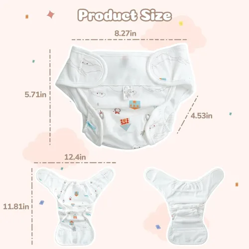 Vista 6 de JIZHI 4 pañales de muñeca Reborn reutilizables para muñecas de 17 a 24 pulgadas, ropa interior para muñecas, pañales lavables con bonitos patrones