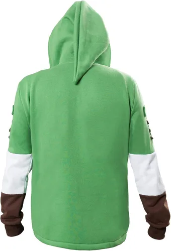 Vista 3 de Hibuyer Sudadera con capucha y cremallera para hombre, chaqueta de disfraz de cosplay para adultos, color verde, unisex, Halloween