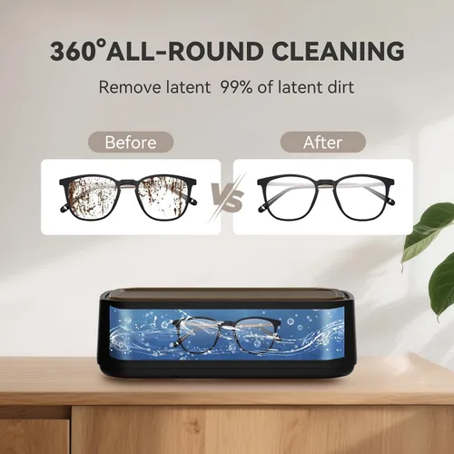 Vista 6 de Limpiador Ultrasónico de Joyas, Máquina Limpiadora de 50KHz con 3 Modos de Temporizador, Tanque de Acero Inoxidable 304 de 22 oz, Máquina Sónica
