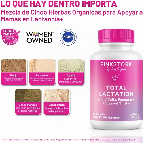 Vista 2 de Suplemento de lactancia total Pink Stork para suministro de leche materna, 60 cápsulas