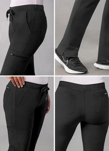 Vista 4 de Adar Addition Scrubs para mujer - Pantalones ajustados de yoga con cordón, para mujer