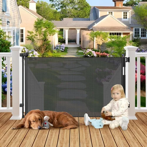 Vista 9 de Puerta retráctil para exteriores resistente a la intemperie para perros con tornillos y varillas de acero inoxidable que no se oxidan, puertas