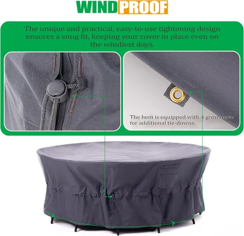 Vista 30 de F&J Outdoors Fundas para muebles de patio, impermeables, resistentes a los rayos UV, tela antidesgarros, cubierta para mesa de exterior, cubierta
