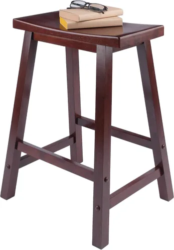 Vista 7 de Winsome Satori - Taburete de mostrador con asiento de sillín para cocina, 24 pulgadas, nogal