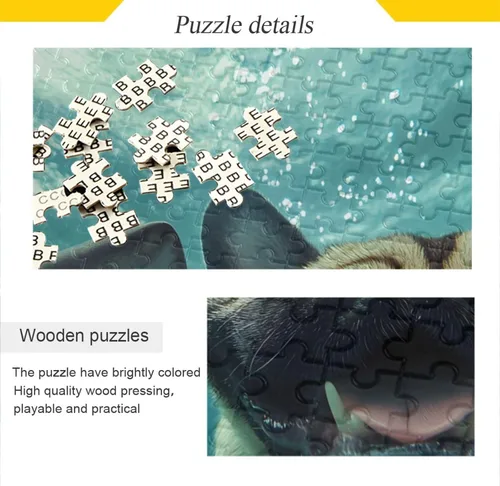 Vista 2 de AIXIWAWA 500 Piece Jigsaw Puzzles-Pug Funny for Adults, Challenging Puzzle Game for Family Game Night with Bag