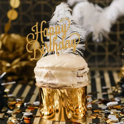 Vista 4 de Vela alternativa para tartas de cumpleaños con purpurina dorada, hecha a mano (paquete de 7)