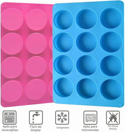 Vista 2 de Moldes de silicona para galletas de chocolate redondas, moldes de chocolate cilíndricos de 12 cavidades de SAGOOITS para oreo cubierto, galletas