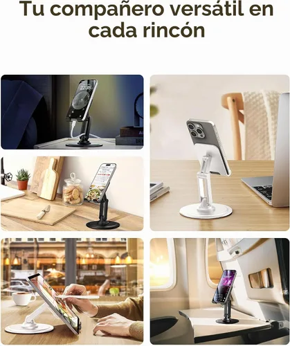 Vista 5 de COOPER Soporte 360°, Soporte Giratório para Celular de Escritorio Base de Metal Resistente, Plegable, Portátil Soporte para Celular