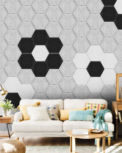 Vista 6 de Paneles de pared insonorizados, paneles acústicos autoadhesivos que absorben el sonido, paneles de espuma acústica de alta densidad, paneles