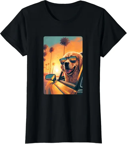 Vista 52 de Golden Retriever - Camiseta divertida de Golden Retriever con lentes, Negro