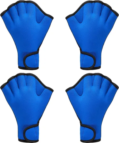 Vista 18 de Sumind - 2 pares de guantes de natación para mujeres y hombres, guantes de neopreno con malla para aeróbicos acuáticos, ejercicio de piscina, Negro
