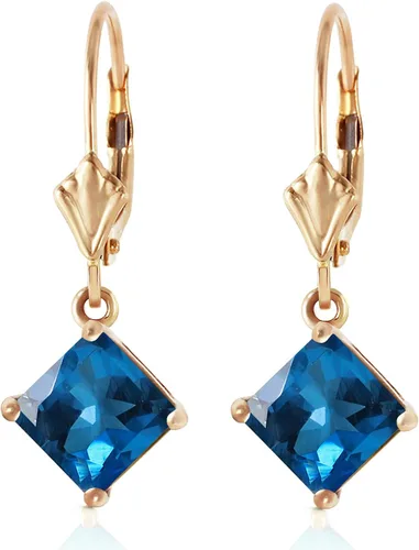 Vista 3 de Galaxy Gold GG 3.2 CTW Pendientes de topacio azul Demeter de oro macizo de 14 k, Metal Gema, Topacio