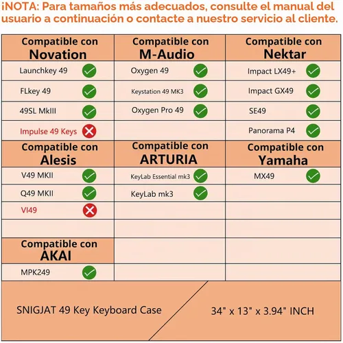 Vista 2 de SNIGJAT Funda para teclado de 49 teclas suave, bolsa de piano con bolsillos acolchados para piezas de instrumentos y accesorios, bolsa impermeable