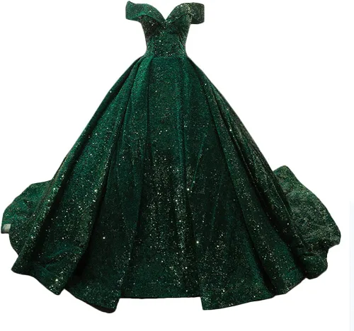 Vista 6 de Lily Wedding Vestido de noche largo con lentejuelas y hombros descubiertos para mujer, vestido de baile de graduación 2020